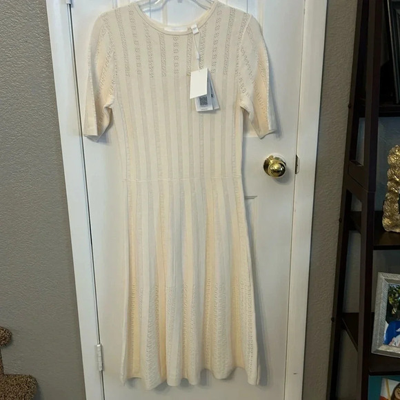 Boss Hugo Boss Women’s (M) Ivory C Feli Pointelle Fit & Flare Swing Style NWT - Picture 1 of 9